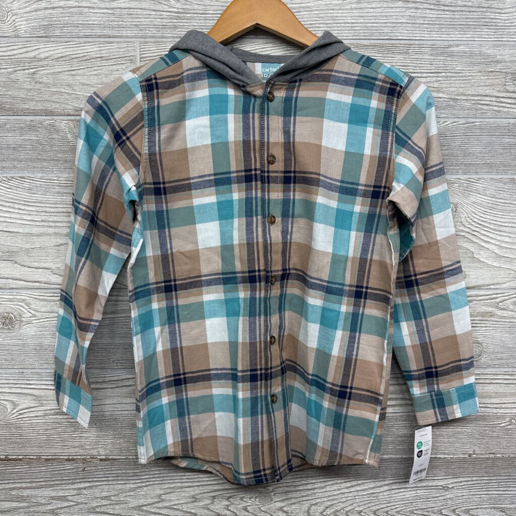 NEW Plaid Button Up Shirt W/ Hood 10