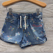 Drawstring Denim Shorts Flowers Minnie Mouse Bows2t