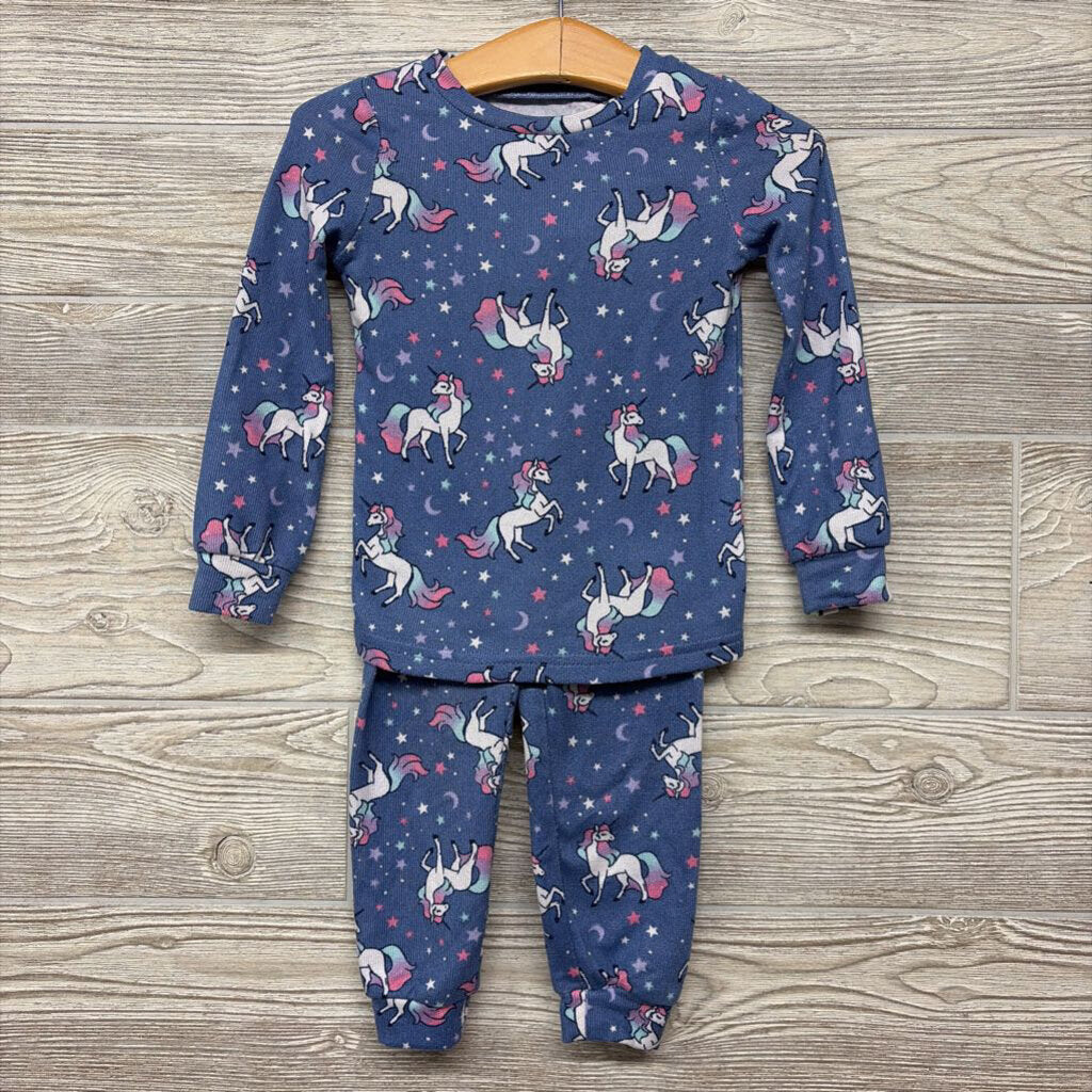 2 Pc LS Snug Fit PJs Unicorns Stars 2t