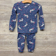2 Pc LS Snug Fit PJs Unicorns Stars 2t