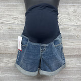 NEW Full Panel Denim Midi Shorts Cuffed 6/Small