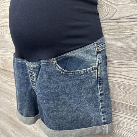 NEW Full Panel Denim Midi Shorts Cuffed 6/Small