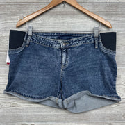 NEW Side Panel Denim Midi Shorts Cuffed 12/Large