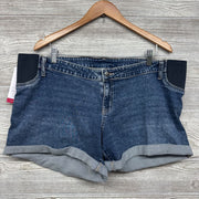 NEW Side Panel Denim Midi Shorts Cuffed 16/XL