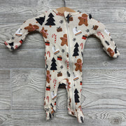 Waffle Knit Sleeper Gingerbread Candy Canes nb