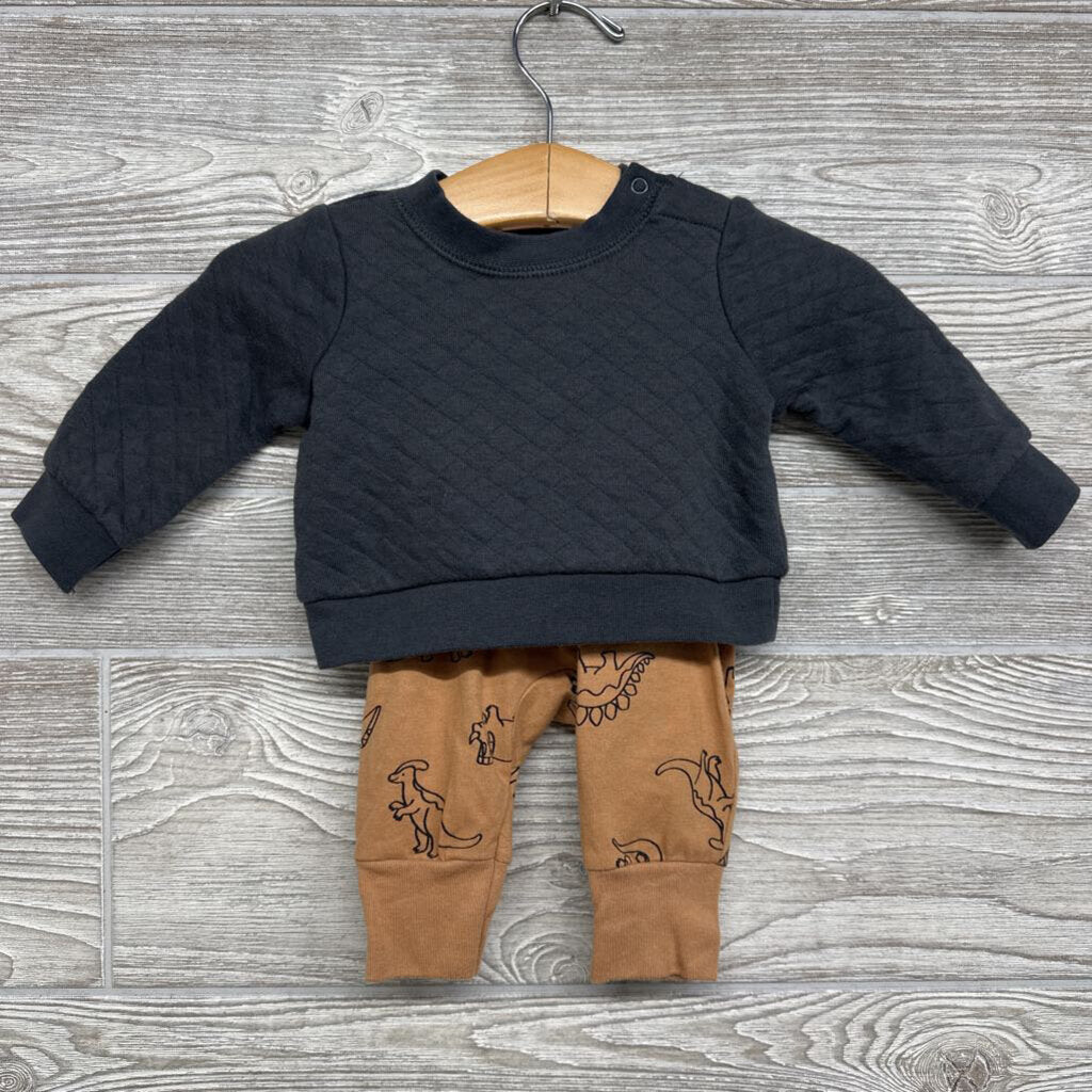 Quilted Crewneck & Pants Dinosaurs nb