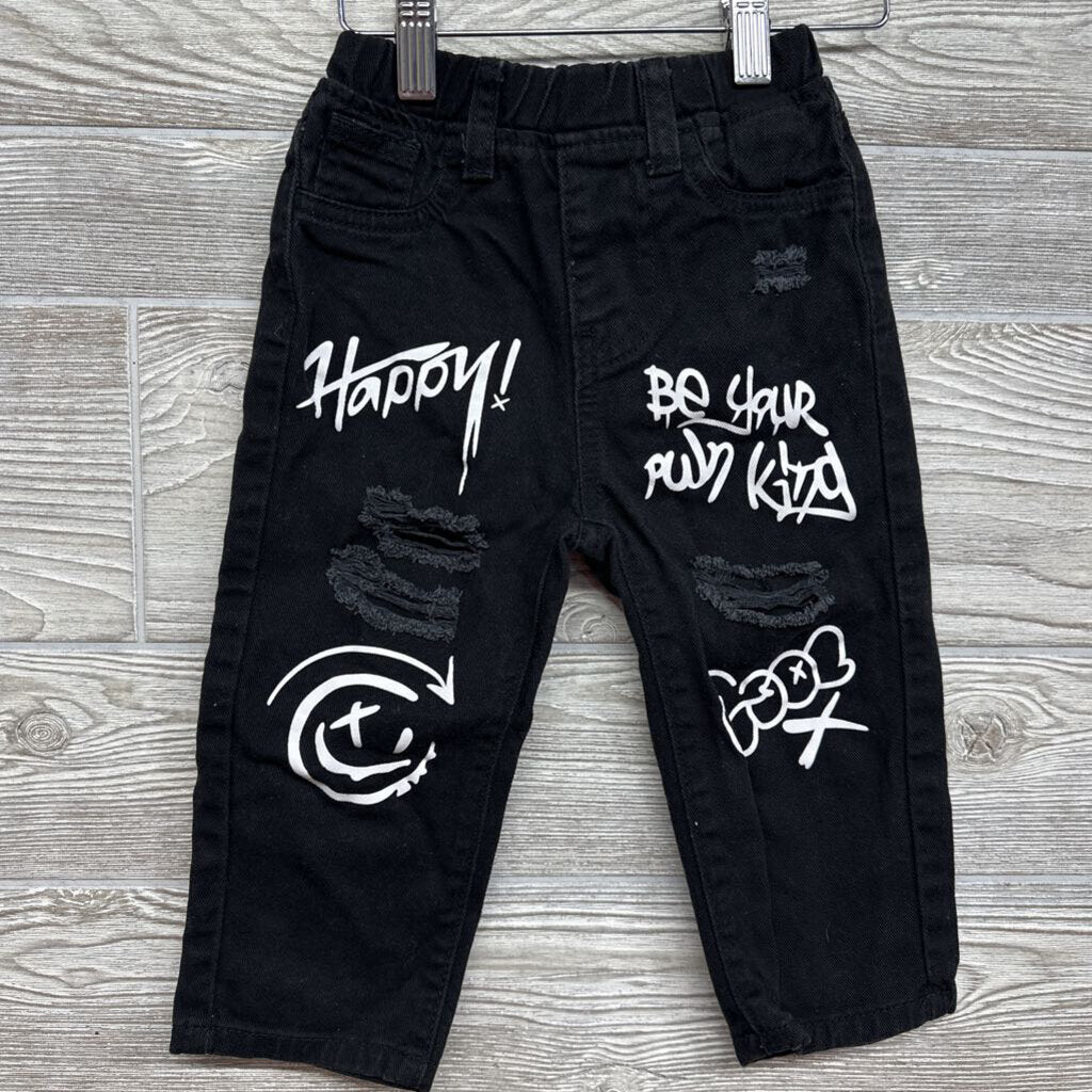 Denim Pull On Jeans Distressed Happy Be Your Own Kid 18-24M