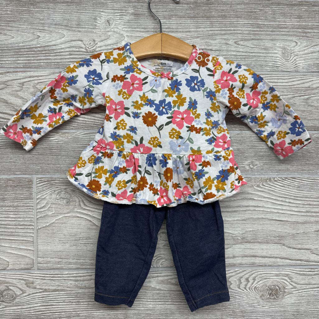 LS Bodysuit & Leggings Flowers Bow 6m