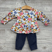 LS Bodysuit & Leggings Flowers Bow 6m