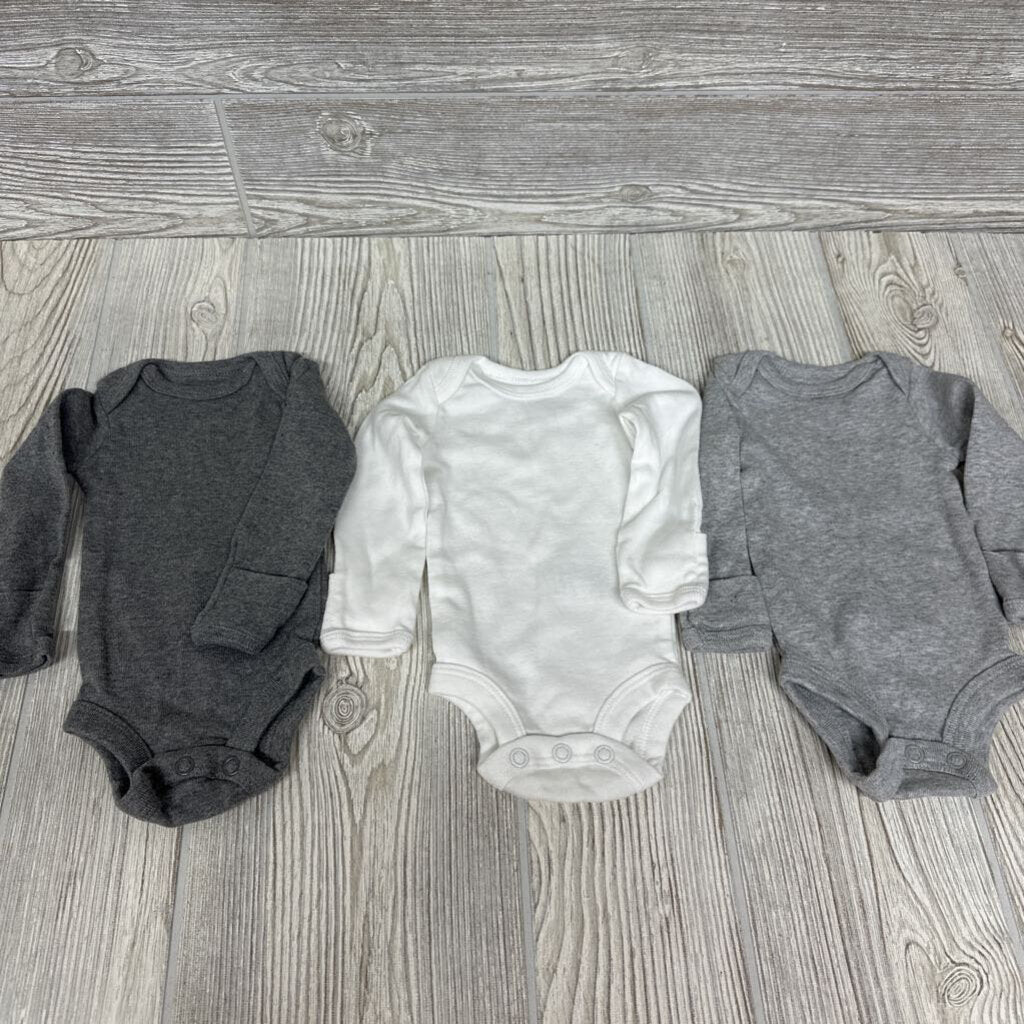 3 Pk LS Bodysuits Preemie