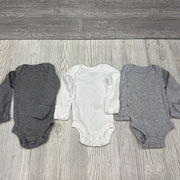 3 Pk LS Bodysuits Preemie