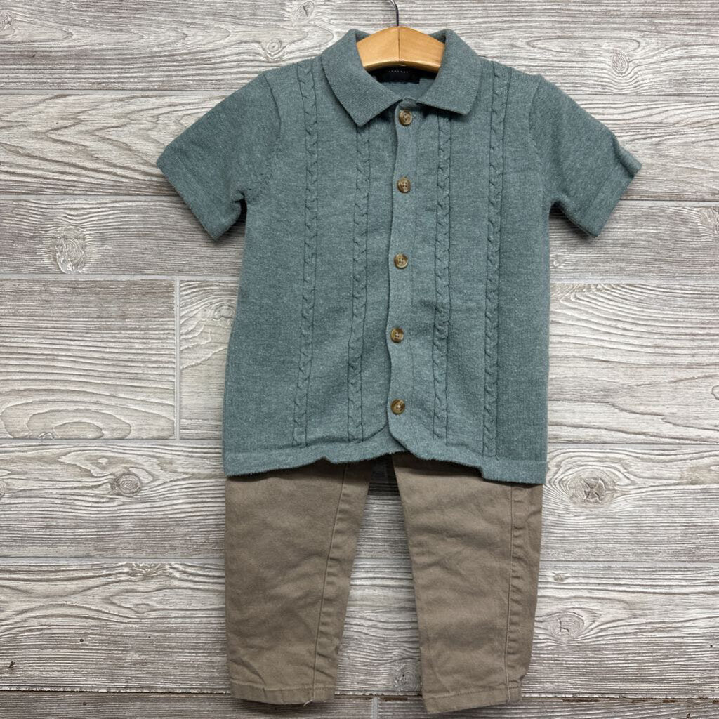 Button Up Cable Knit Sweater & Dress Pants 3t