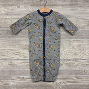 LS Button Up PJ Gown Footballs Stars 0-3m