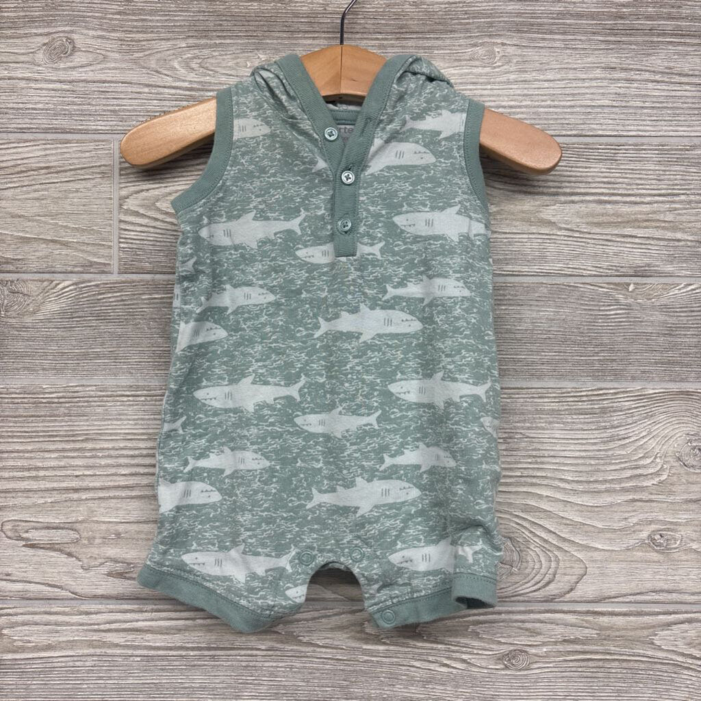 Shorty Romper W/ Hood Sharks 3m