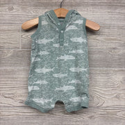 Shorty Romper W/ Hood Sharks 3m