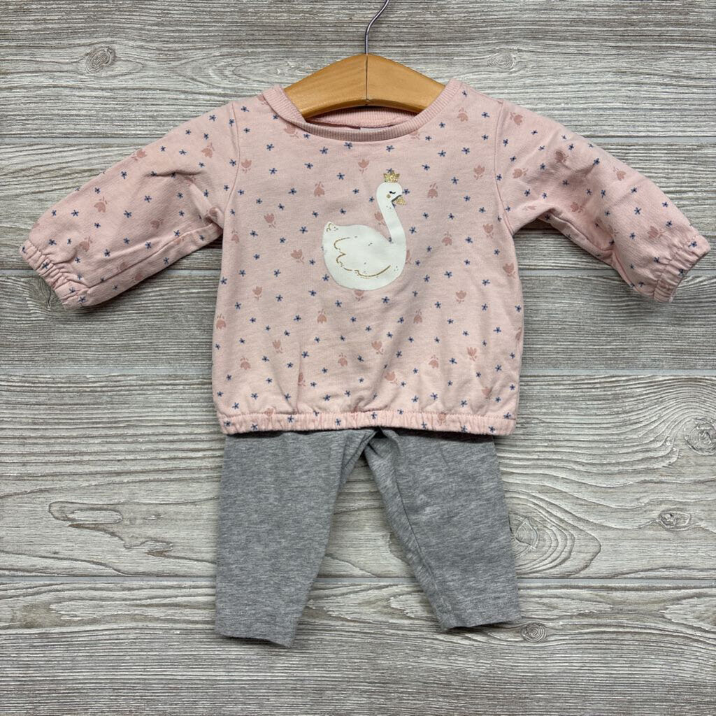 Crewneck & Leggings Flowers Swan 6m