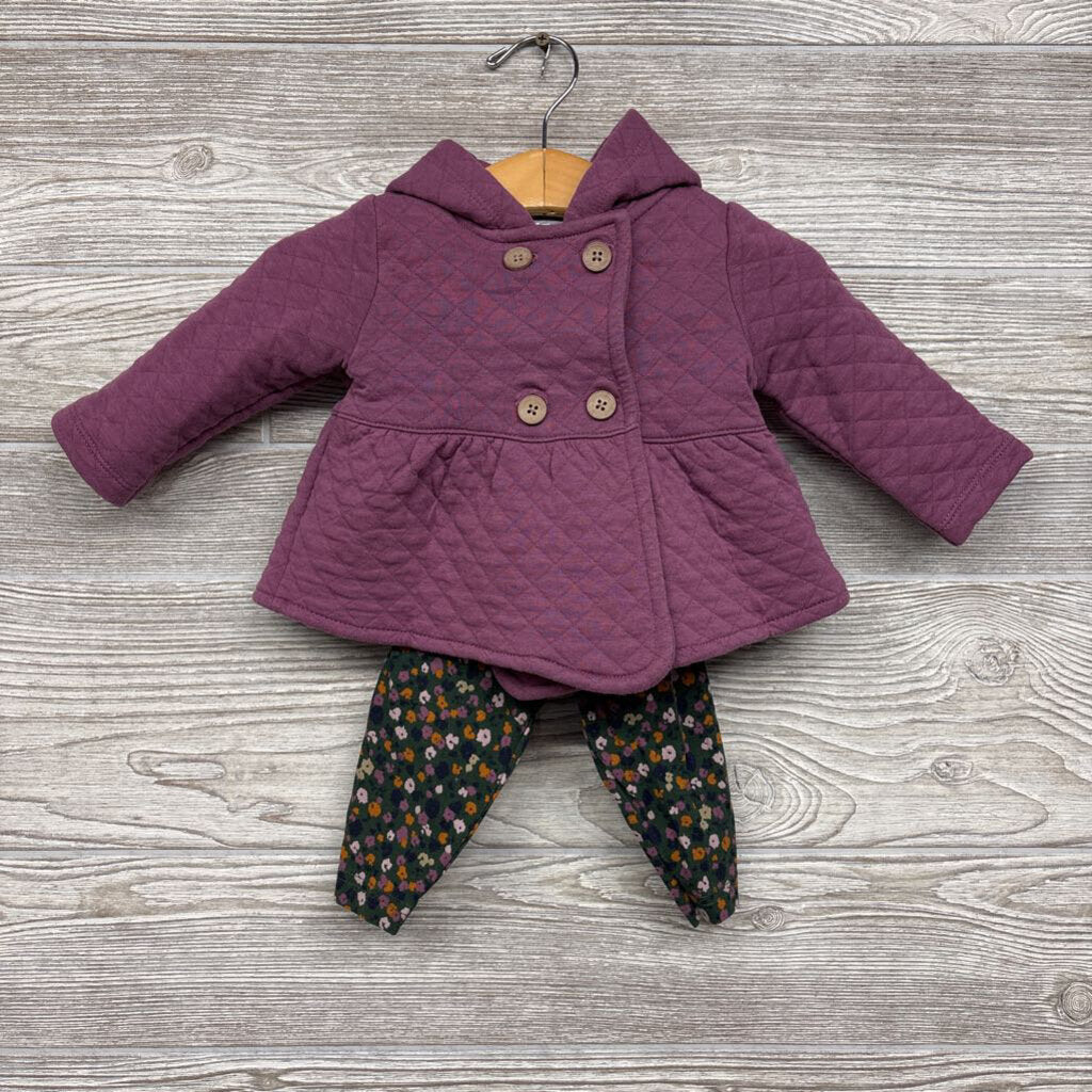 Bodysuit, Quilted Jacket & Leggings Flowers 6m