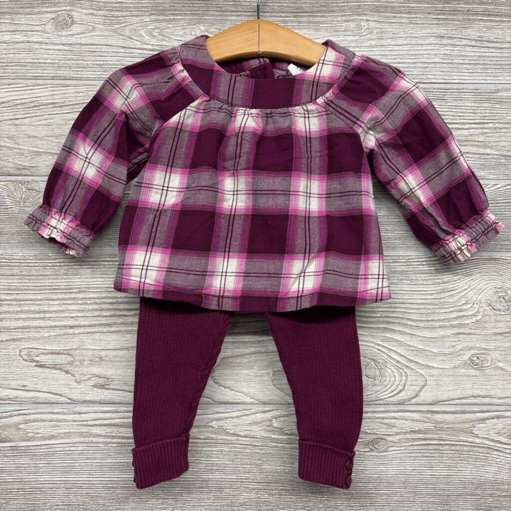 LS Plaid Tunic & Ribbed Pants 3-6m
