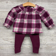 LS Plaid Tunic & Ribbed Pants 3-6m