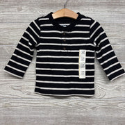 NEW LS Waffle Knit Henley Shirt Stripes 12m