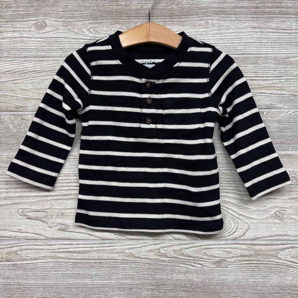 NEW LS Waffle Knit Henley Shirt Stripes 18m