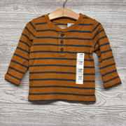 NEW LS Waffle Knit Henley Shirt Stripes 12m