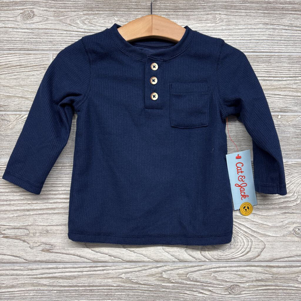 NEW LS Waffle Knit Henley Shirt 2t
