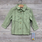NEW LS Button Up Shirt Stripes Chest Pocket 2t