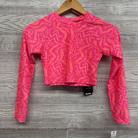 NEW 2 Pc Ribbed Swimsuit & Rash Guard Printed 10-12