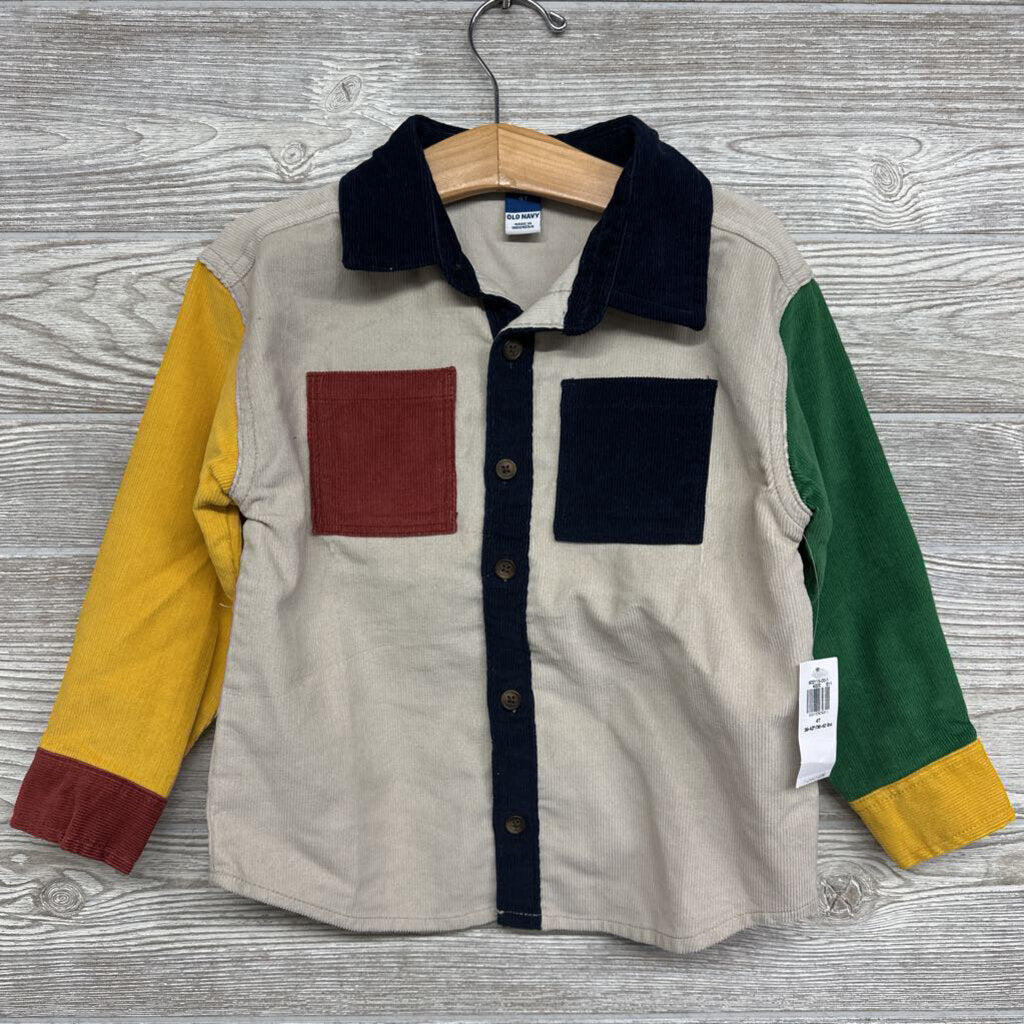 NEW LS Cord Button Up Shirt Chest Pocket 4t
