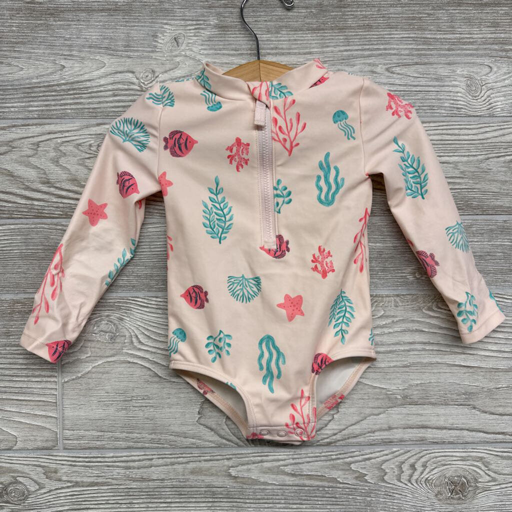 LS 1/4 Zip Swimsuit Fish & Kelp 12M