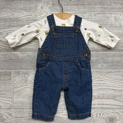 Denim Overalls & LS Shirt Dinosaurs Trees nb