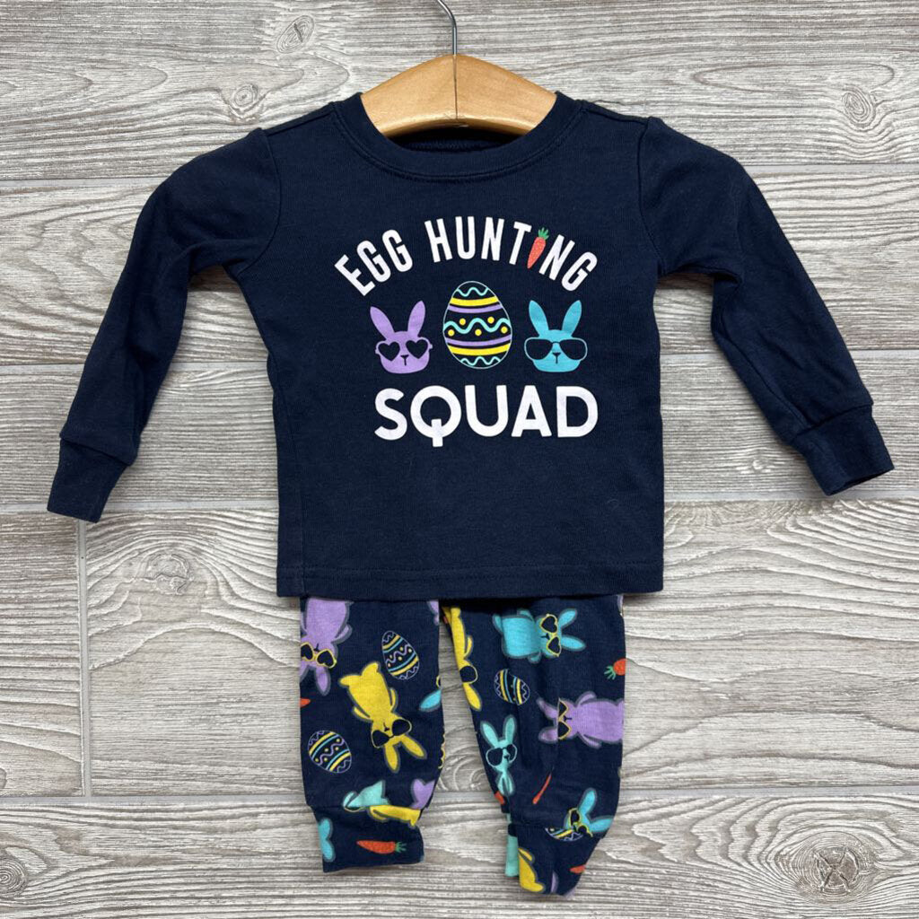 2 Pc LS PJs Egg Hunting Squad Bunnies 0-3m