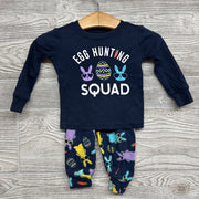 2 Pc LS PJs Egg Hunting Squad Bunnies 0-3m