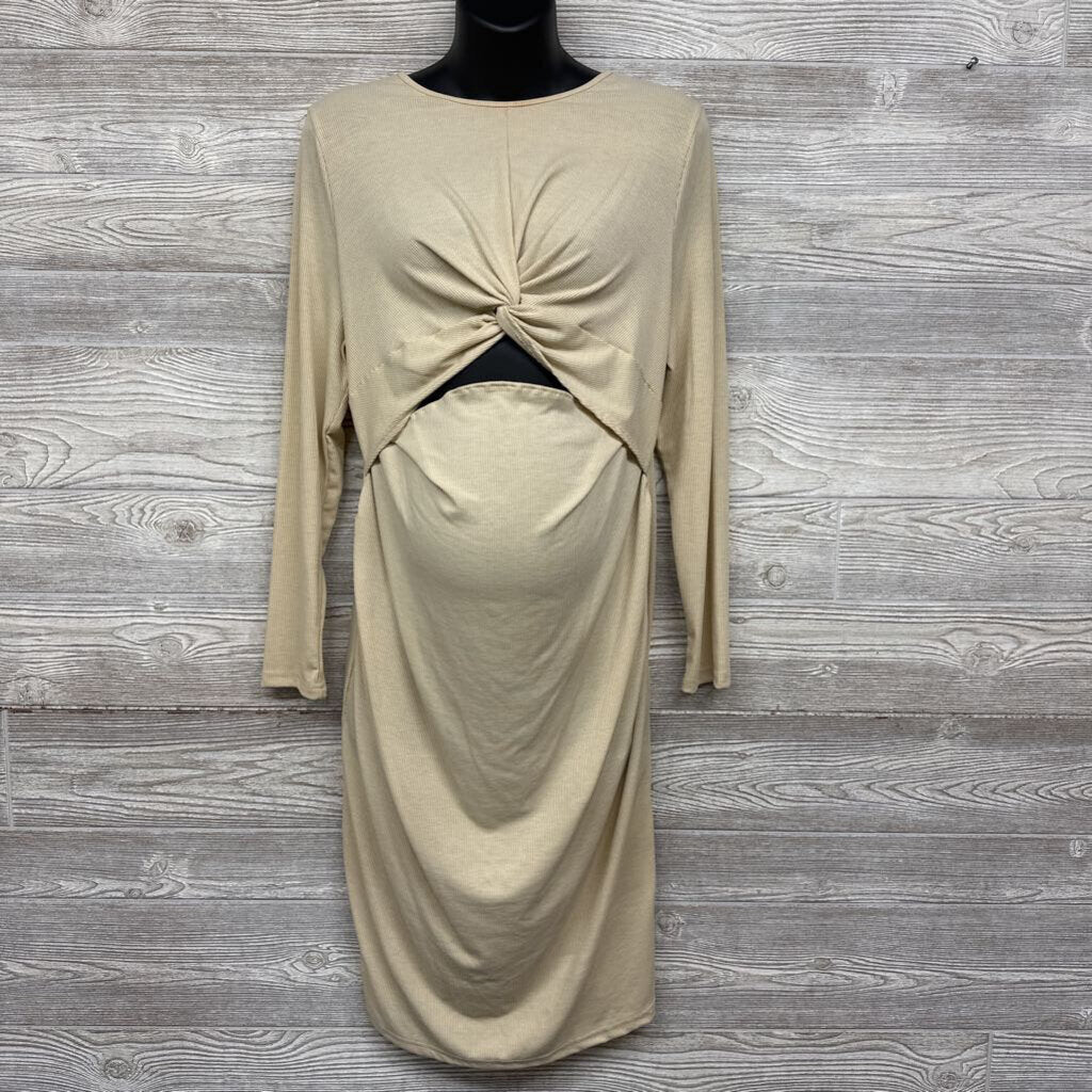 Ribbed LS Cut Out Dress XL