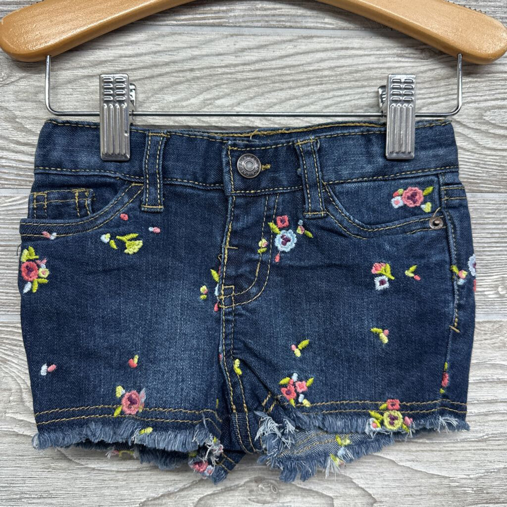 Denim Shorts Embroidered Flowers 12m