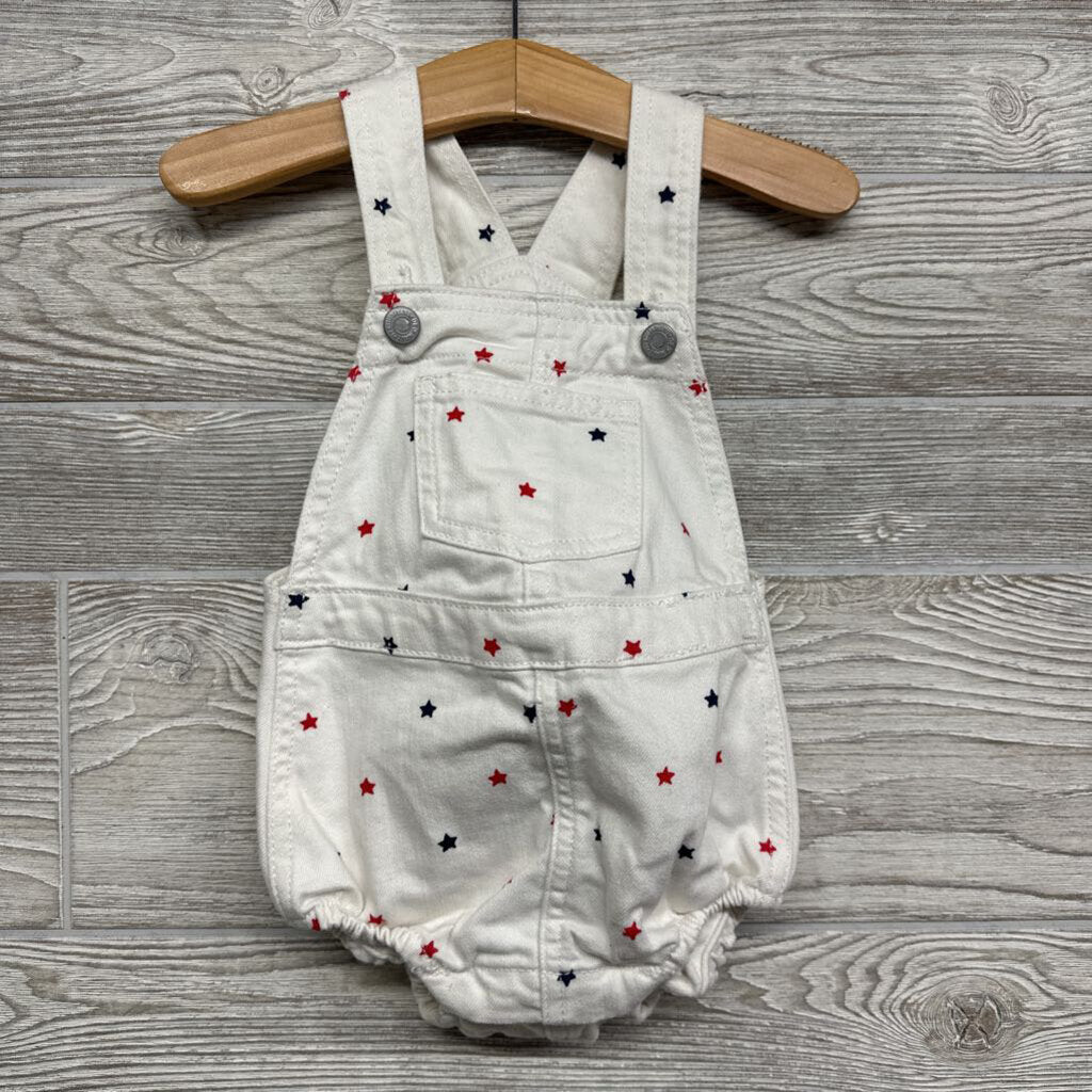 Denim Bib Romper Stars 6-12m