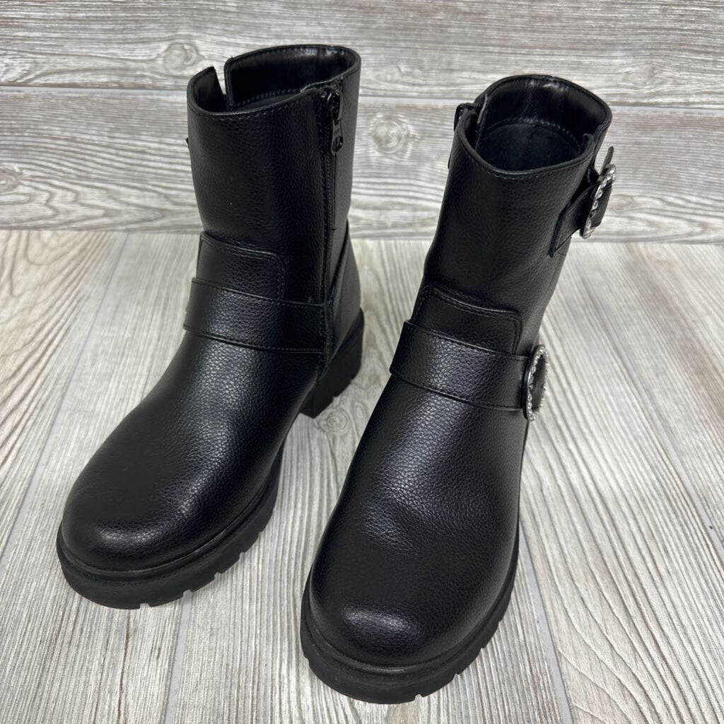 Combat Boots Rhinestone Buckle