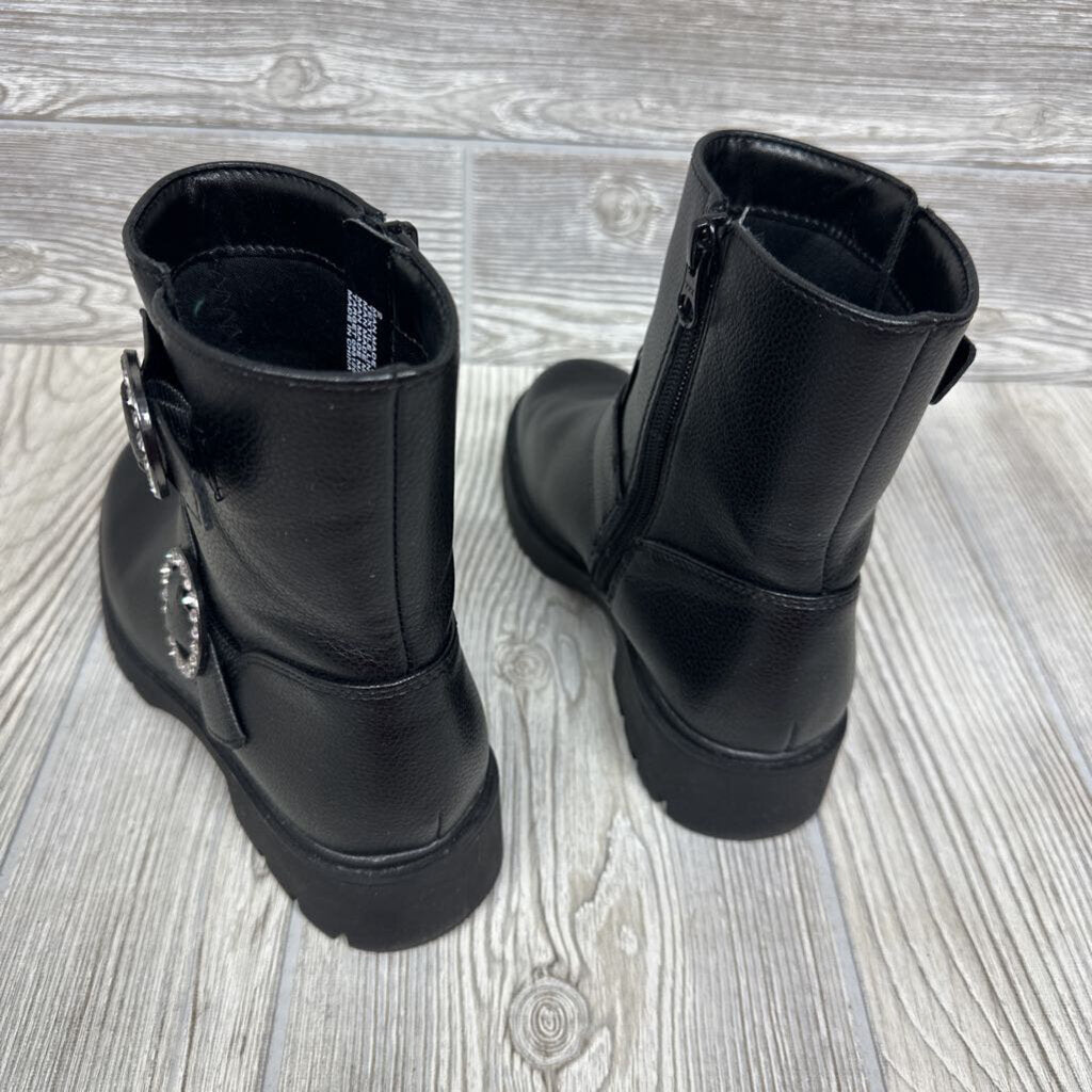 Combat Boots Rhinestone Buckle