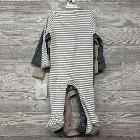 NEW 3 Pk Sleepers Clouds Stars Stripes 6-9m