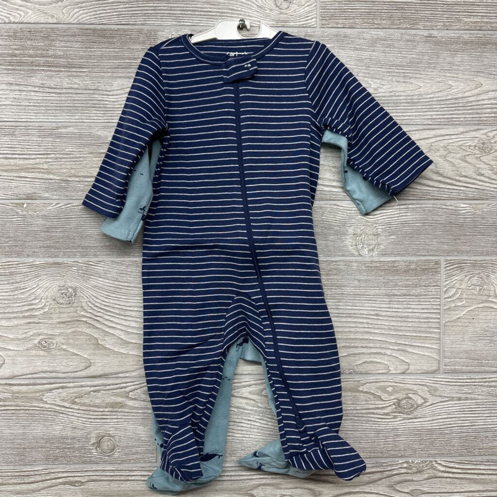 NEW 2 Pk Sleepers Stripes Whales 6m