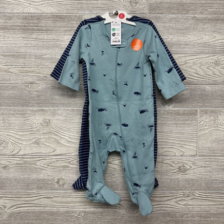 NEW 2 Pk Sleepers Stripes Whales 6m
