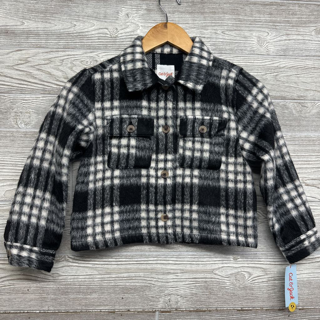 NEW Faux Fur Shacket Plaid 6-7