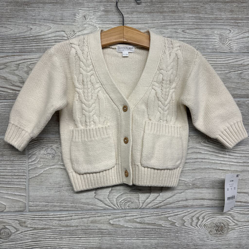NEW Cable Knit Cardigan W/ Pockets 6-9M