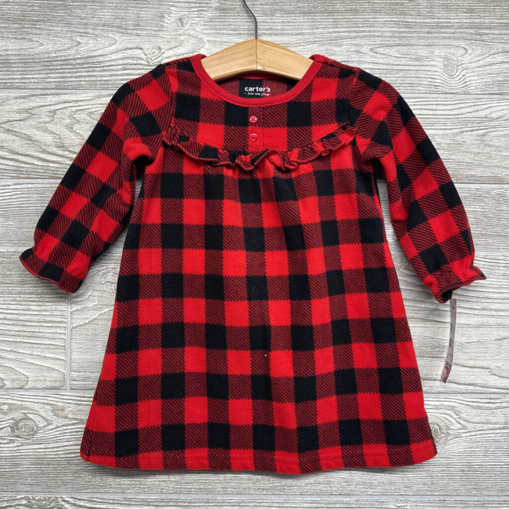 NEW Fleece Pj Gown Buffalo Plaid 12M