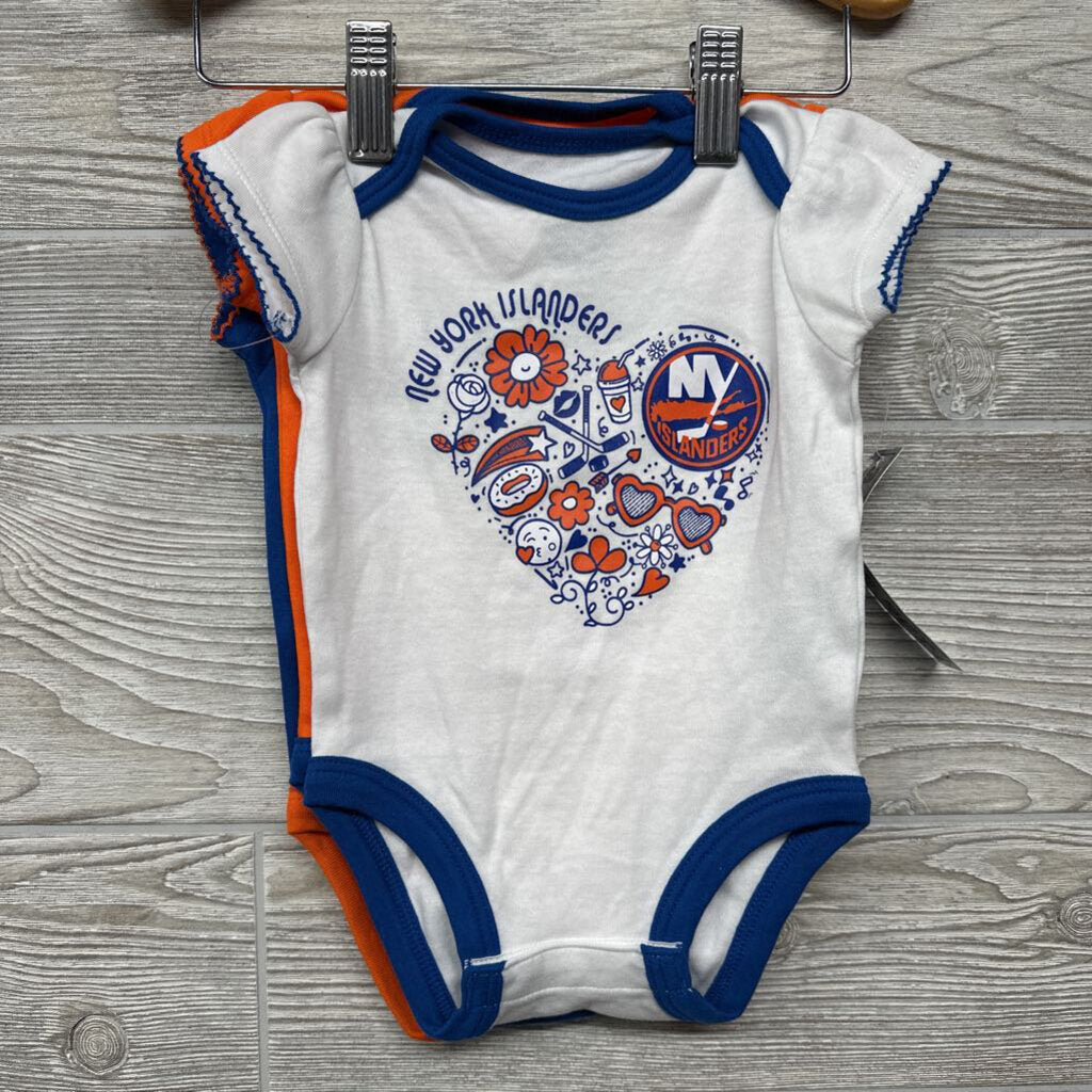 NEW 3 Pk Bodysuit NY Islanders Hockey 0-3M