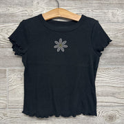 Ribbed Shirt Rhinestone Flower 8