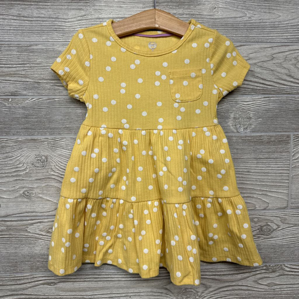 Ribbed Tiered Dress Dots 3t