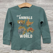 LS Waffle Knit Shirt Great Animals 2t