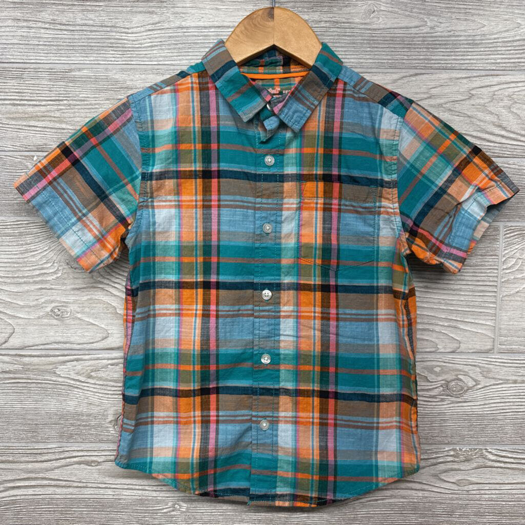 Plaid Button Up Shirt Chest Pocket 6-7